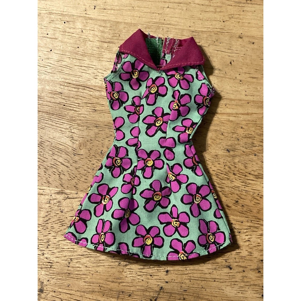 Vintage 1990s Mattel Barbie Green & Pink Floral Dress